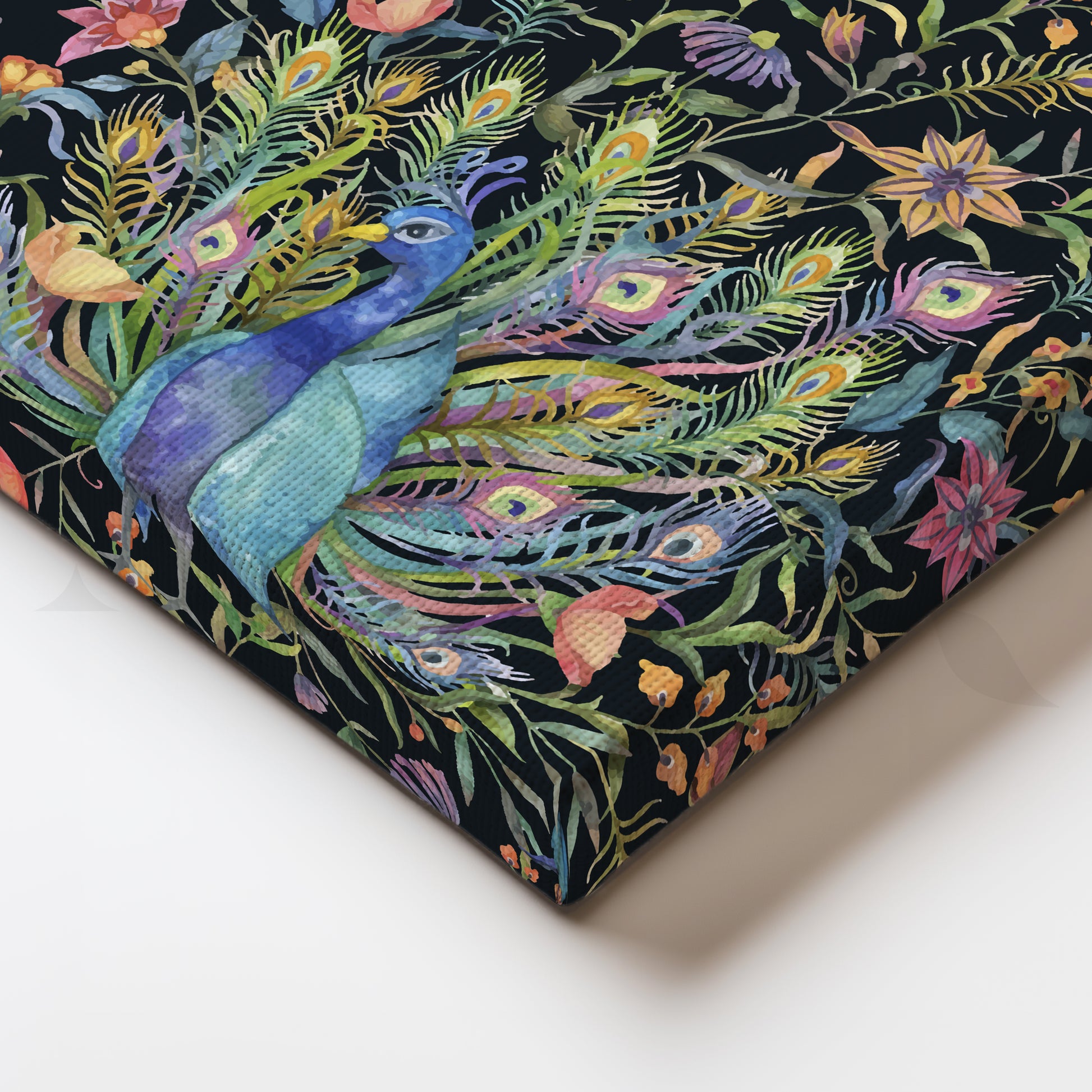 Night Garden Peacocks Canvas Artwork for Living Room