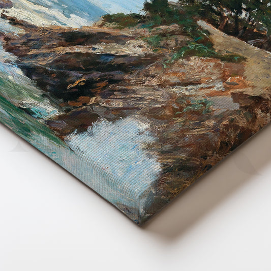 Cliffside Pines and Splash Canvas Painting for Living Room or Office