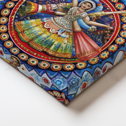 Garba Celebration Mandala Canvas Artwork for Cultural Spaces