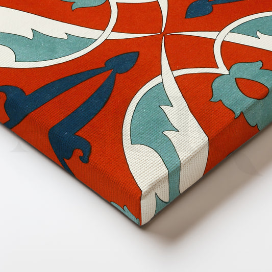 Moroccan Red Tile Pattern Abstract Canvas Wall Art