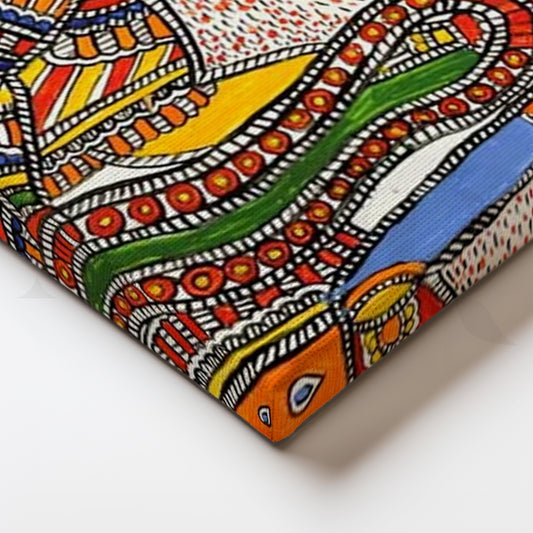 Madhubani Couple Mythology Canvas Artwork