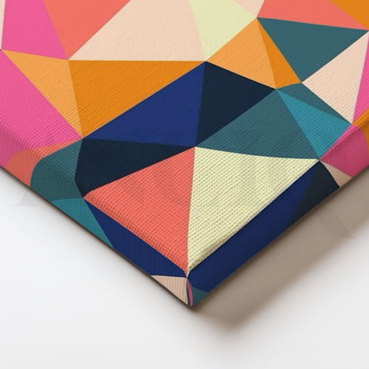 Vibrant Polygon Mosaic Geometric Abstract Canvas Wall Art