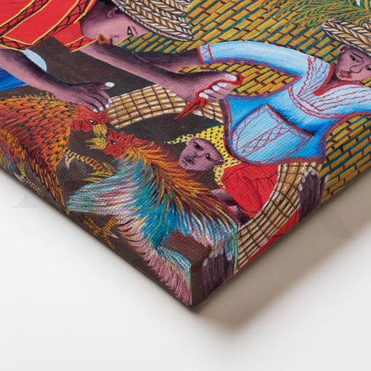 Tropical Village Gathering Folk Canvas Artwork