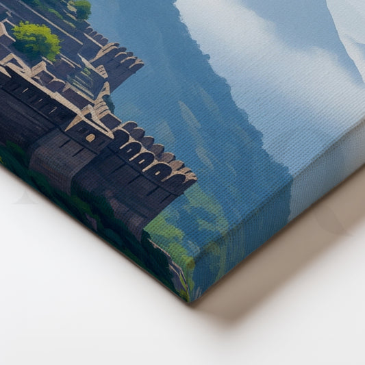 Fortress in the Mist Canvas Artwork for Living Room Walls