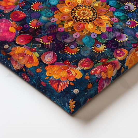 Mystic Mandala Bloom Canvas Artwork for Meditation Space