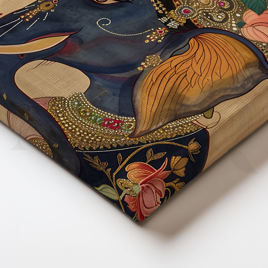 Regal Ganesha Canvas Artwork for Prayer Room