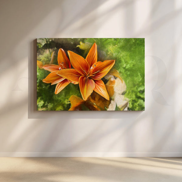 Vibrant Orange Lily Bloom Canvas Artwork