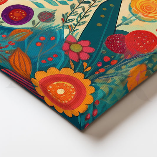 Colourful Indian Bird Folk Art Canvas Painting for Home Décor