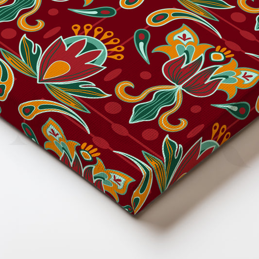 Crimson Bloom Canvas Artwork for Dining Room