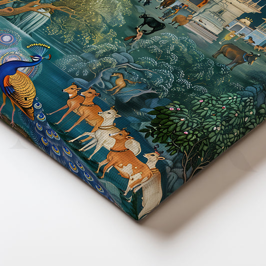 Royal Monsoon in Gokul Canvas Artwork for Traditional Interiors