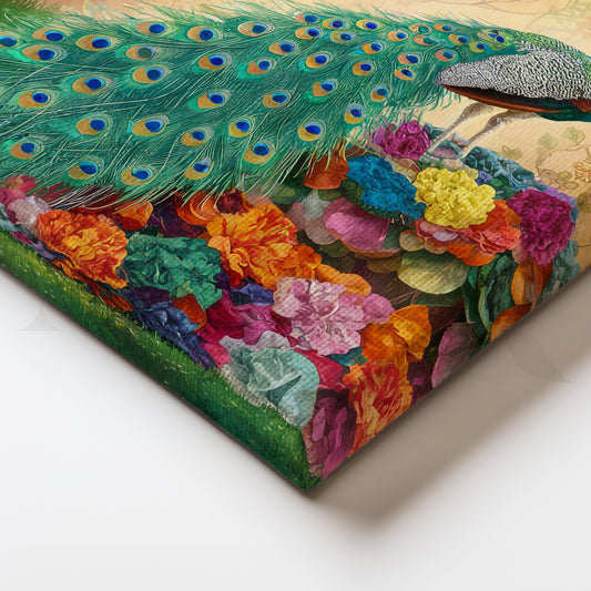 Morning Glory Peacock Canvas Artwork for Living Room