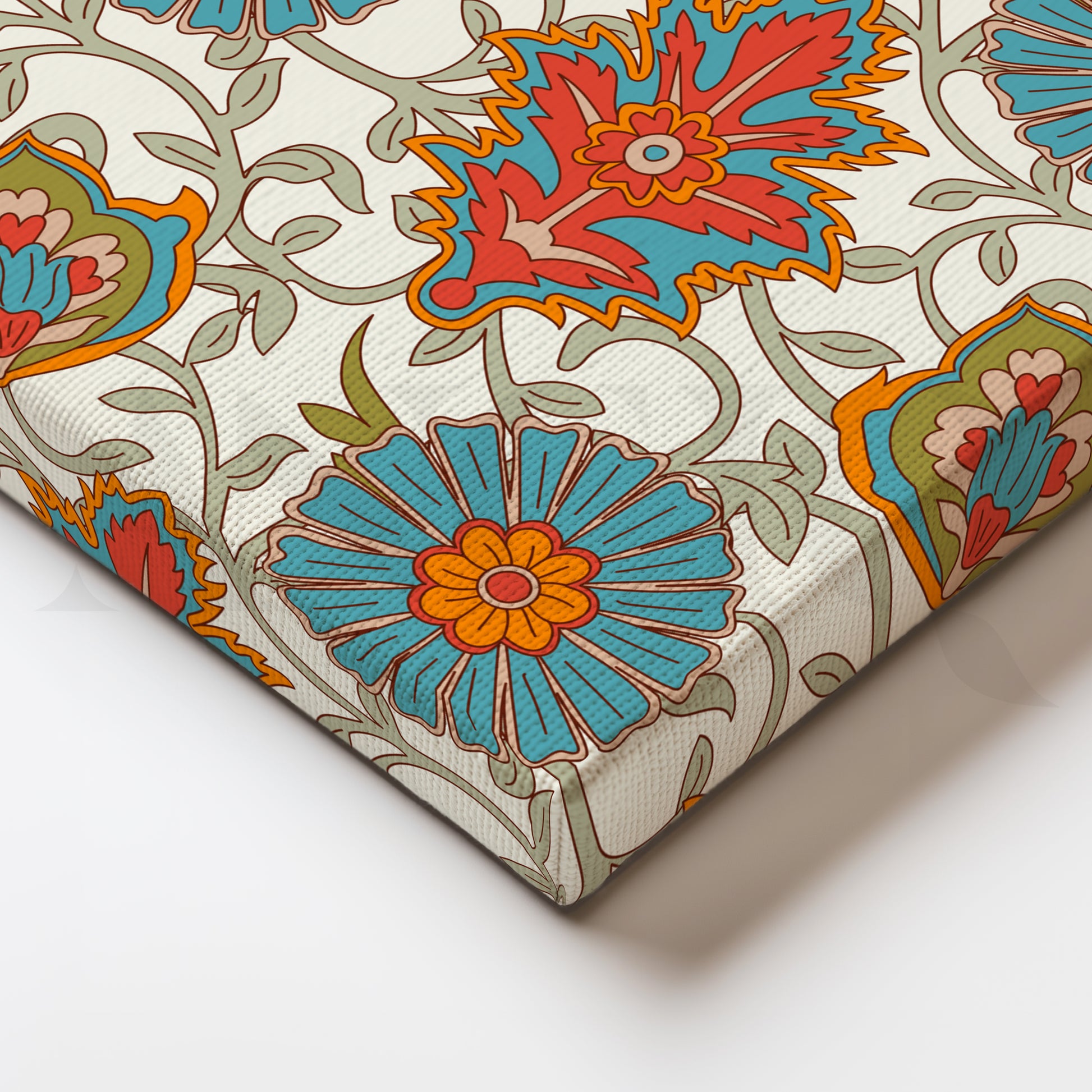 Heritage Floral Pattern Canvas Artwork for Stylish Bedroom