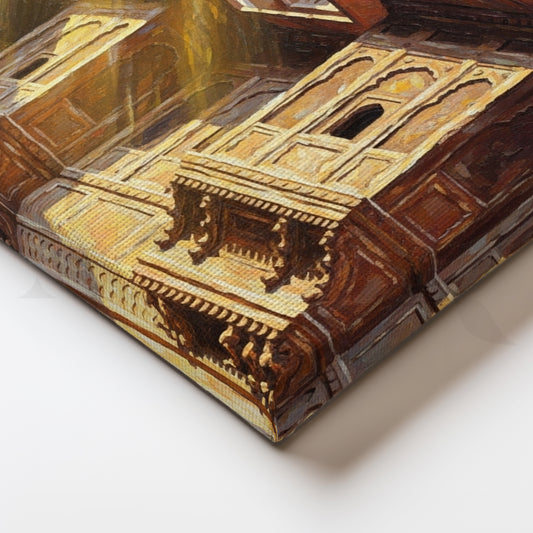 Sunlit Haveli Facade Canvas Artwork for Heritage-Inspired Interiors