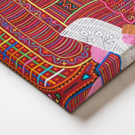 Folk Nativity Family Canvas Artwork