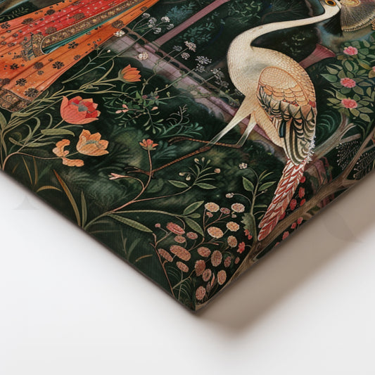 Moonlit Garden Encounter Canvas Artwork for Living Room & Bedroom Décor