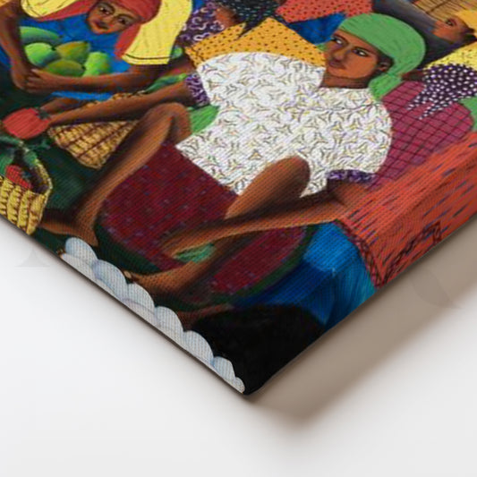 Colorful Village Market Canvas Artwork