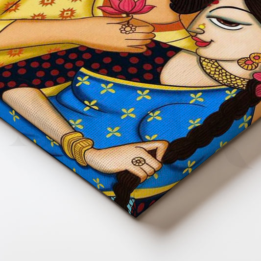 Romantic Indian Folk Couple Canvas Artwork