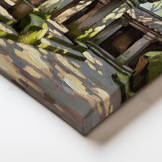 Temple Courtyard Canvas Artwork for Entryway or Hall