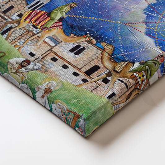Starry Caravan Nativity Scene Canvas Artwork