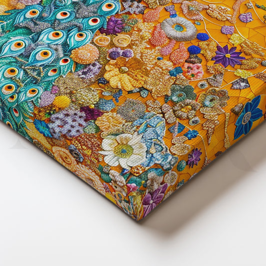 Floral Symphony Peacock Canvas Artwork for Bedroom