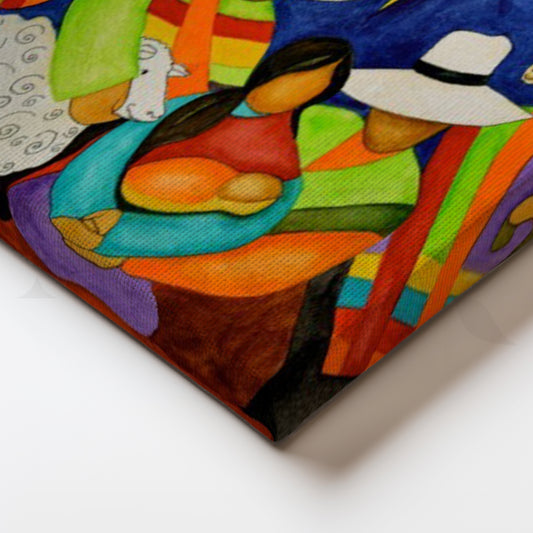 Folk Nativity Celebration Canvas Artwork