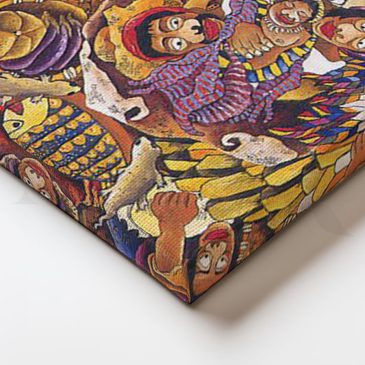 Festive Nativity Folk Canvas Artwork