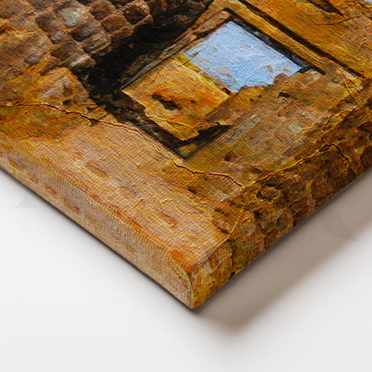 Stone Fort Entrance Canvas Artwork for Hallway or Study Wall
