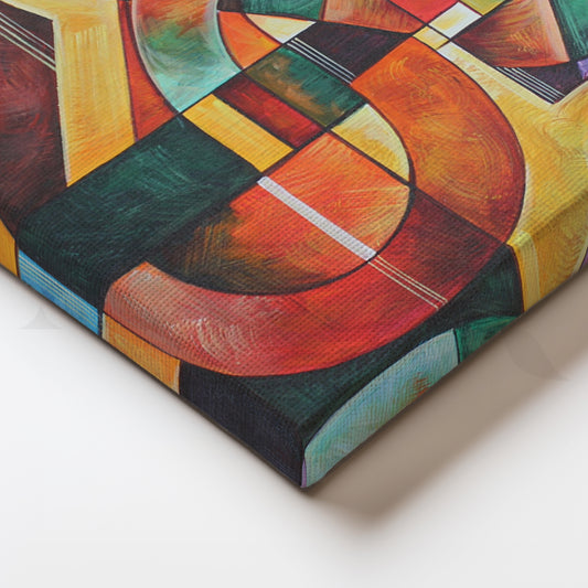 Vibrant Multicolor Geometric Abstract Canvas Painting