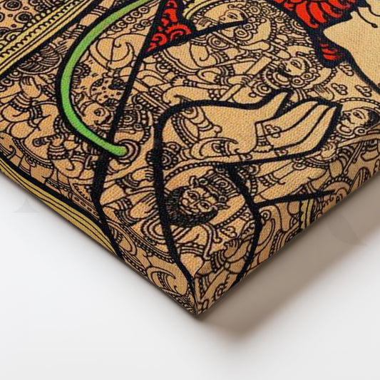 Indian Lotus Deity Folk Art Canvas Artwork