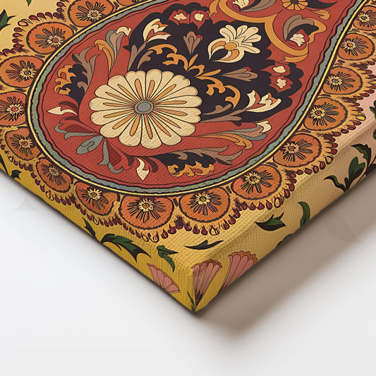 Regal Paisley Bloom Canvas Artwork for Bedroom