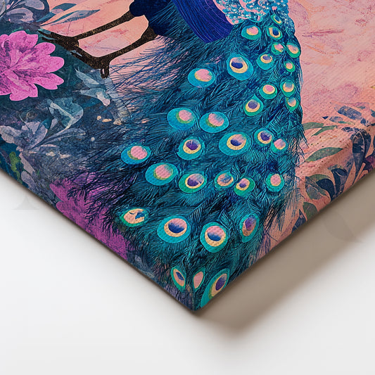 Royal Blue Peacock Canvas Artwork for Living Room