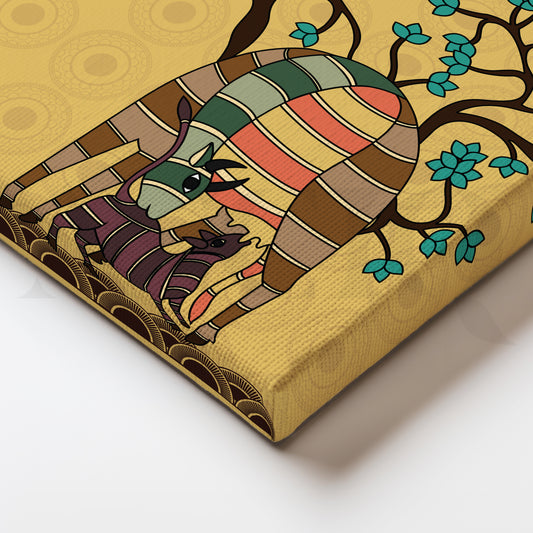 Sacred Bond – Cow & Calf Canvas Artwork for Puja Room & Dining Area Décor