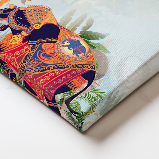 Royal Elephant Procession Canvas Artwork for Living Room