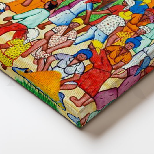 Vibrant Village Market Canvas Wall Art