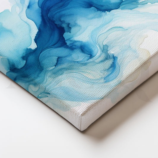 Abstract Blue Waves Canvas Artwork for Bedroom & Bathroom