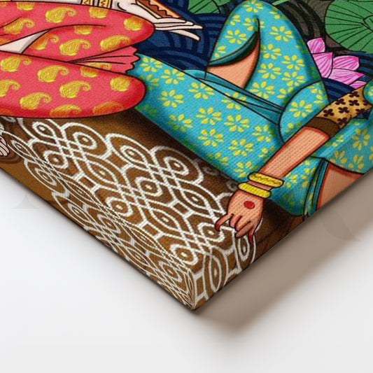 Lotus Courtyard Women Traditional Canvas Art