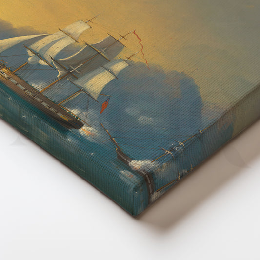 Ships at Sunset Bay Canvas Painting for Heritage Interiors