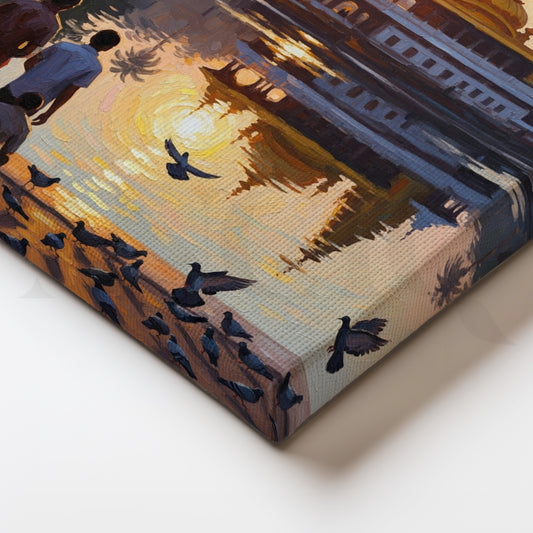 Temple Reflections at Dawn Canvas Artwork for Meditation Rooms