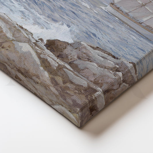 Sailing Past the Lighthouse Coastal Canvas Art