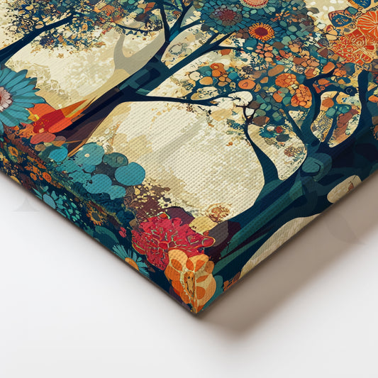 Enchanted Deer in Floral Forest Canvas Art