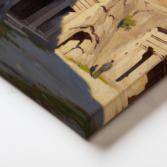 Rock-Cut Heritage Canvas Artwork – Historical Cave Temples Landscape Wall Art