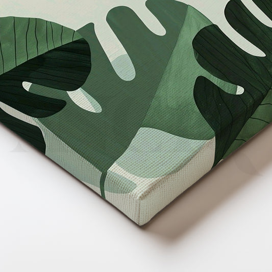 Monstera & Banana Leaves Canvas Artwork for Living Room & Entryway