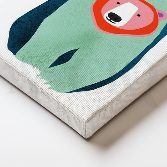 Colorful Abstract Bear Canvas Artwork for Kids Room & Creative Space