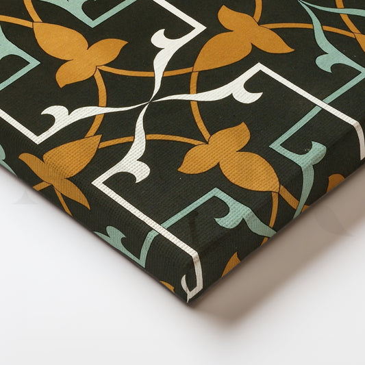 Vintage Black Tile Pattern Ornamental Canvas Wall Art