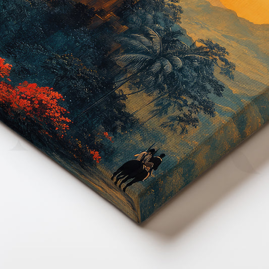 Palace at Golden Dusk Canvas Artwork for Living Room or Hallway