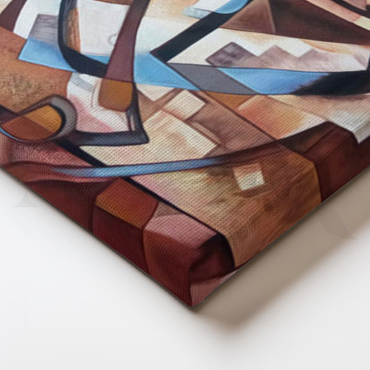 Warm Earth Tone Cubist Abstract Canvas Wall Art