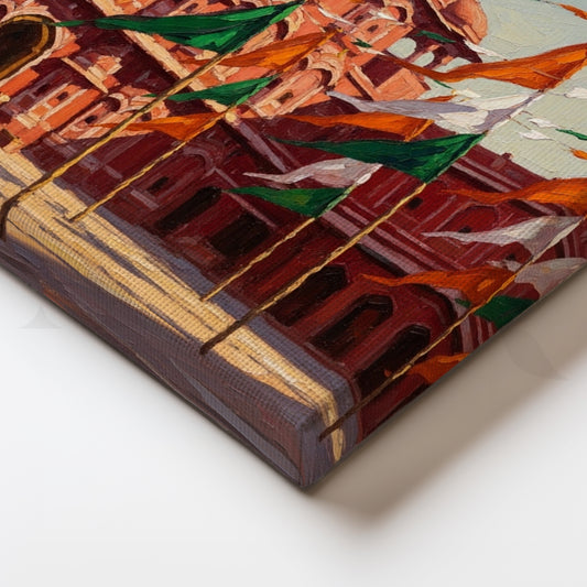 Palace of Flags Canvas Artwork – Heritage Indian Palace Wall Art with Vibrant Flags