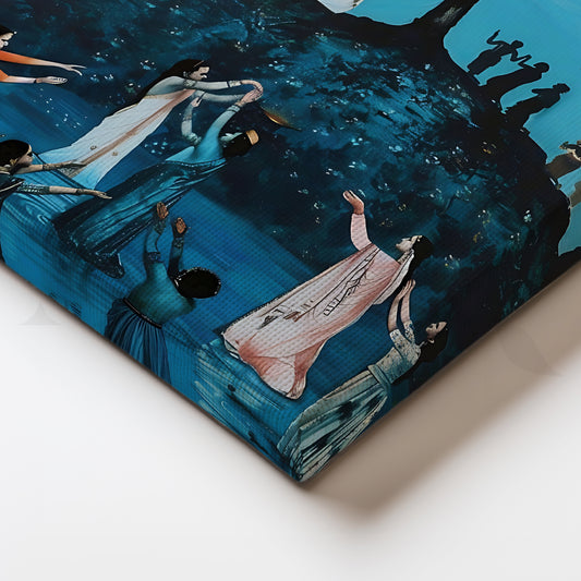 Midnight Melody Under the Tree Canvas Artwork for Living Room & Lounge Decor