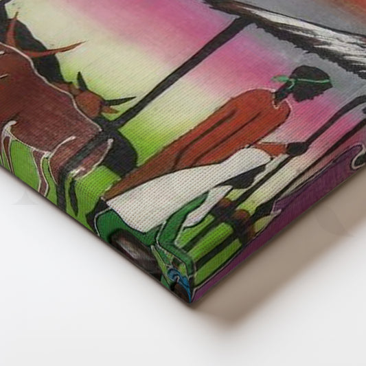 Nativity Village Scene Canvas Artwork