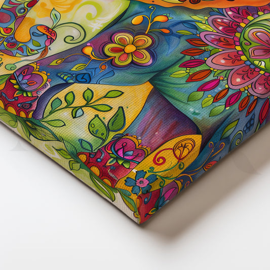 Boho Festival Elephant Canvas Artwork for Living Room